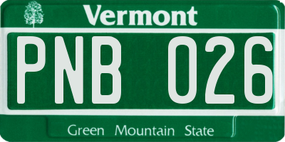 VT license plate PNB026