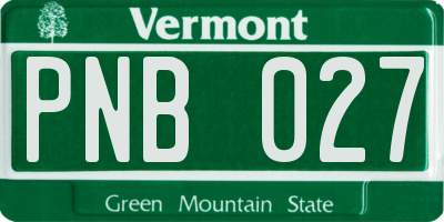 VT license plate PNB027