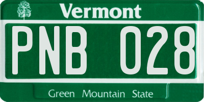 VT license plate PNB028