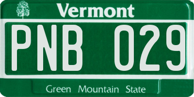 VT license plate PNB029