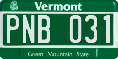 VT license plate PNB031