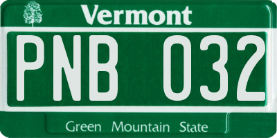 VT license plate PNB032