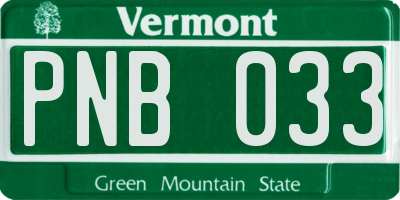 VT license plate PNB033