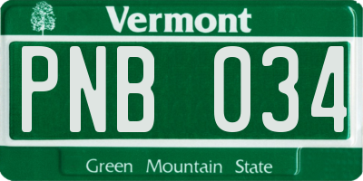VT license plate PNB034