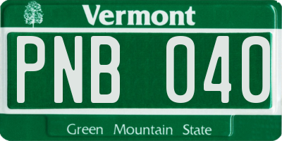 VT license plate PNB040
