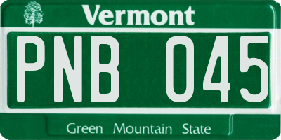 VT license plate PNB045