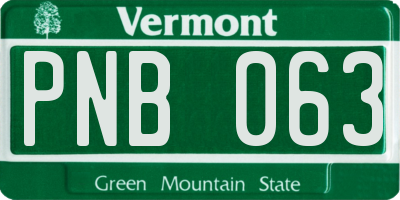VT license plate PNB063