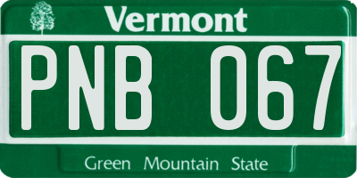 VT license plate PNB067
