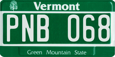 VT license plate PNB068
