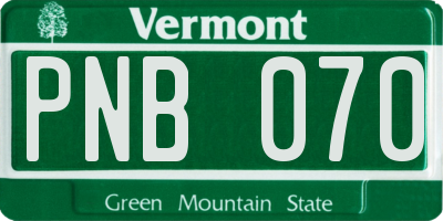 VT license plate PNB070