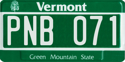 VT license plate PNB071