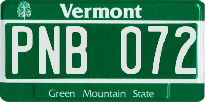 VT license plate PNB072