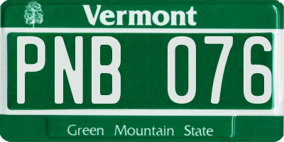 VT license plate PNB076