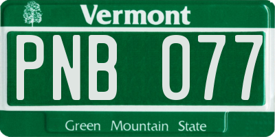 VT license plate PNB077
