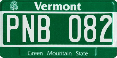 VT license plate PNB082