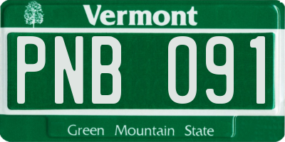 VT license plate PNB091