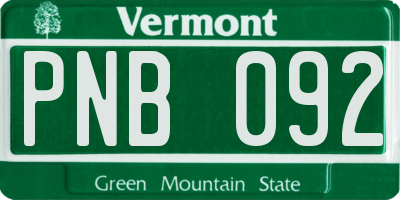 VT license plate PNB092