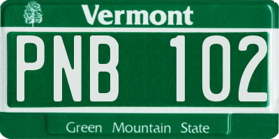 VT license plate PNB102
