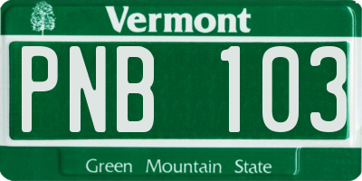 VT license plate PNB103