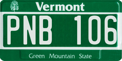 VT license plate PNB106