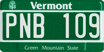 VT license plate PNB109
