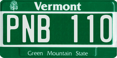 VT license plate PNB110