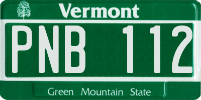 VT license plate PNB112