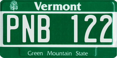 VT license plate PNB122