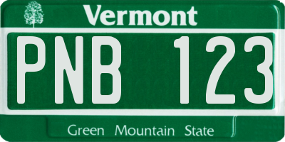 VT license plate PNB123