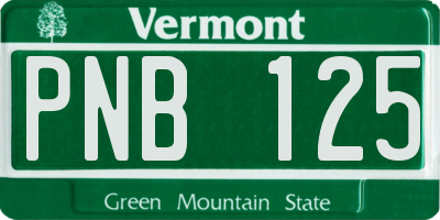 VT license plate PNB125