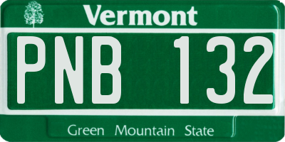 VT license plate PNB132