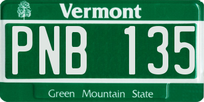 VT license plate PNB135