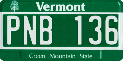 VT license plate PNB136