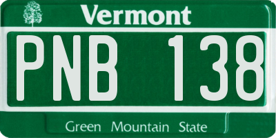 VT license plate PNB138