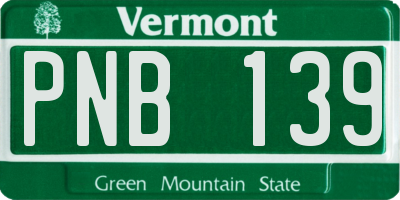 VT license plate PNB139