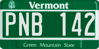 VT license plate PNB142
