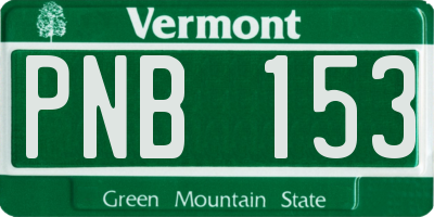 VT license plate PNB153