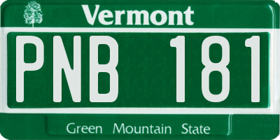 VT license plate PNB181