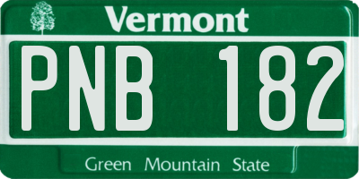 VT license plate PNB182