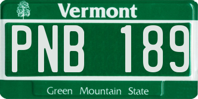 VT license plate PNB189