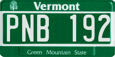 VT license plate PNB192