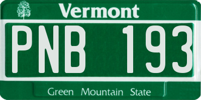 VT license plate PNB193