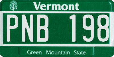 VT license plate PNB198