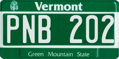 VT license plate PNB202