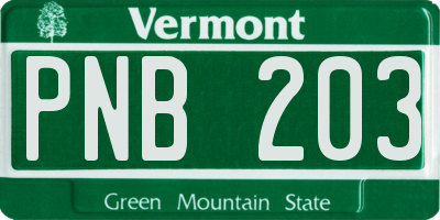 VT license plate PNB203