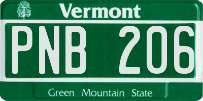 VT license plate PNB206