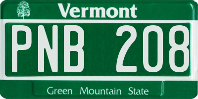 VT license plate PNB208