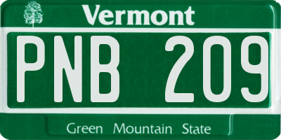 VT license plate PNB209