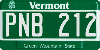 VT license plate PNB212