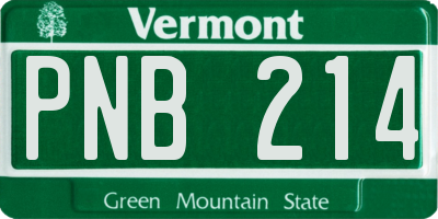 VT license plate PNB214